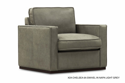 Willis 36" Top Grain Leather Swivel Chair - Napa Light Gray