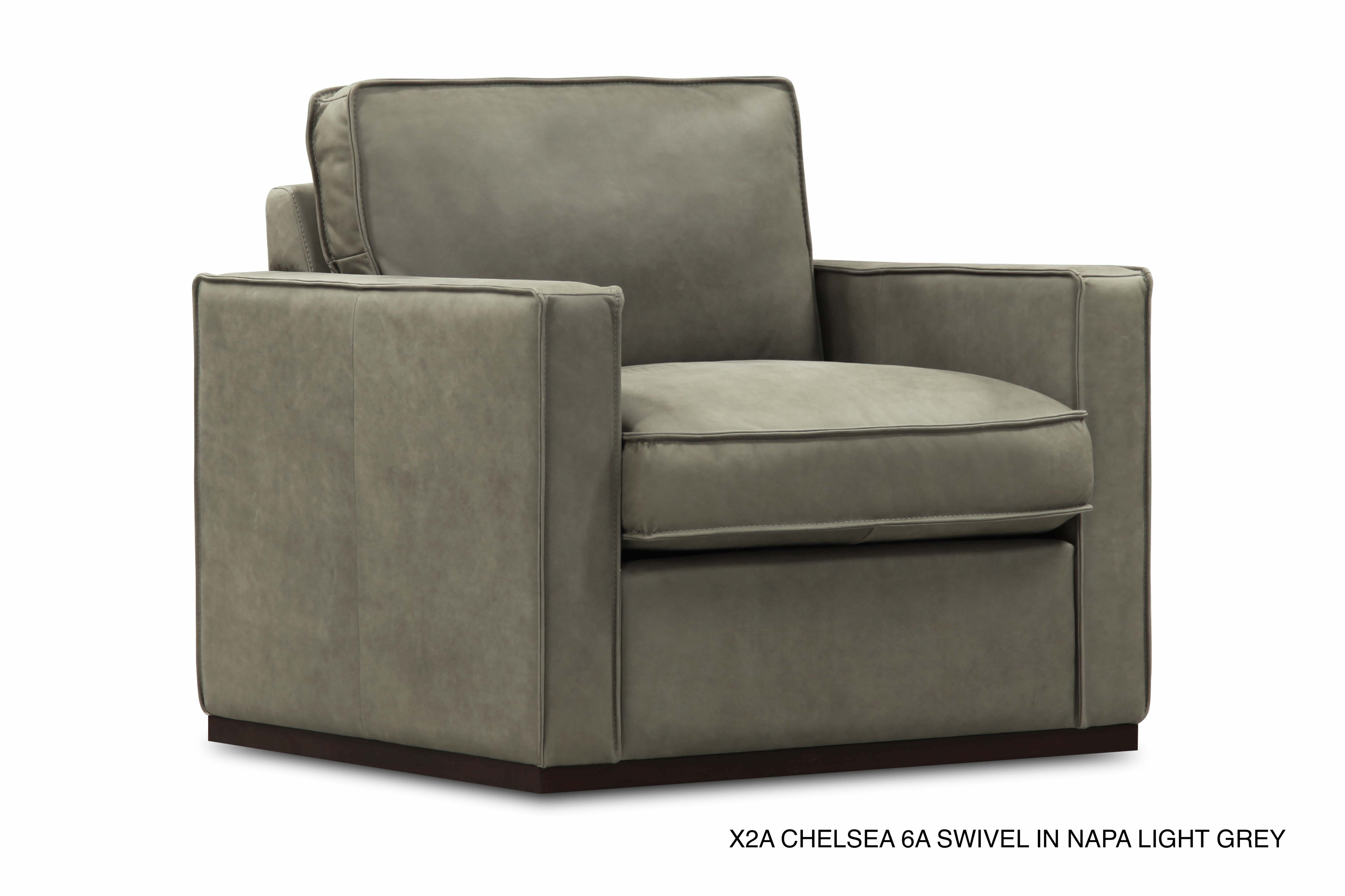 Willis 36" Top Grain Leather Swivel Chair - Napa Light Gray