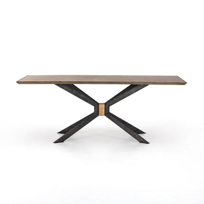 Spinnaker 79" Brass Clad Top Dining Table - Oak + Iron