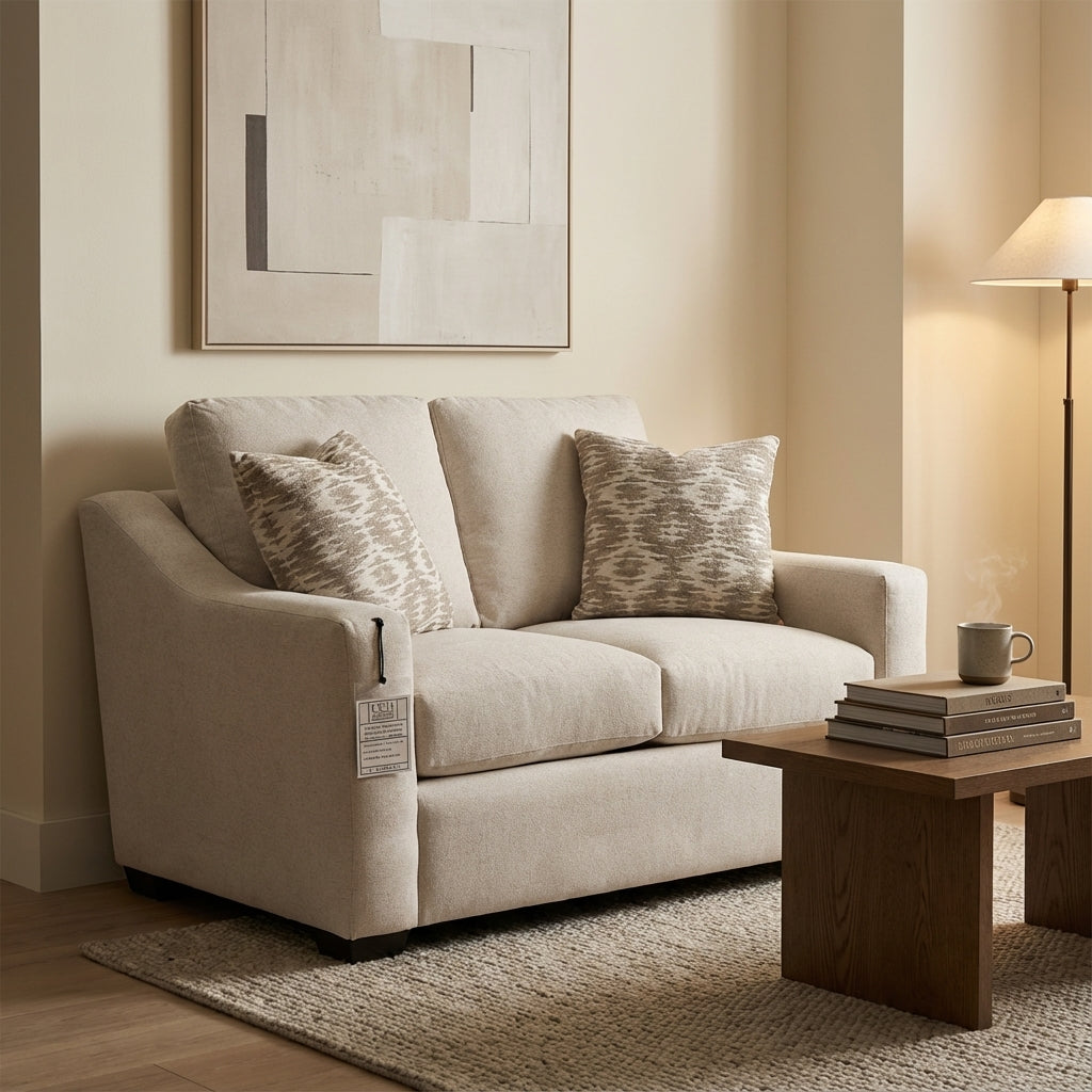 Carson 56" Sloped Track Arm 2 Cushion Loveseat - Performance Alabaster