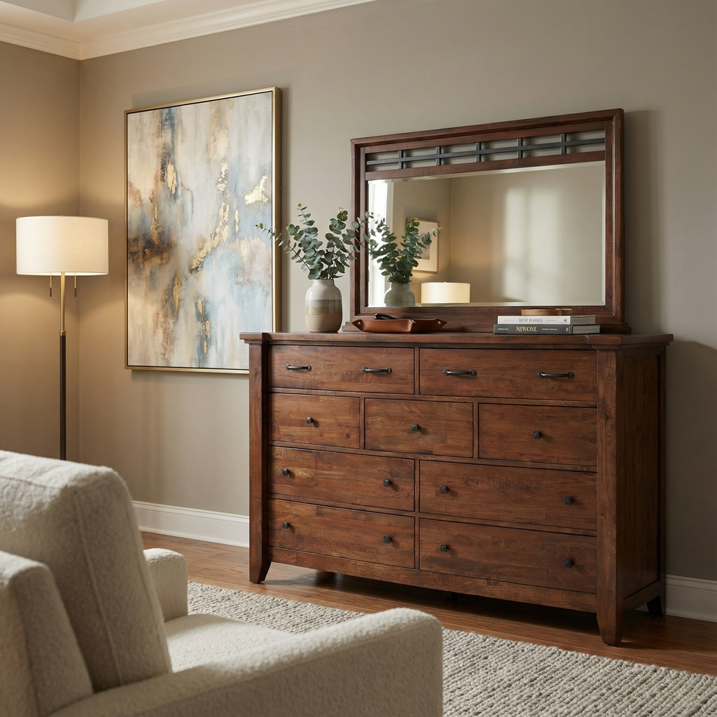 Cashiers 64" Mahogany 9 Drawer Dresser - Cocoa