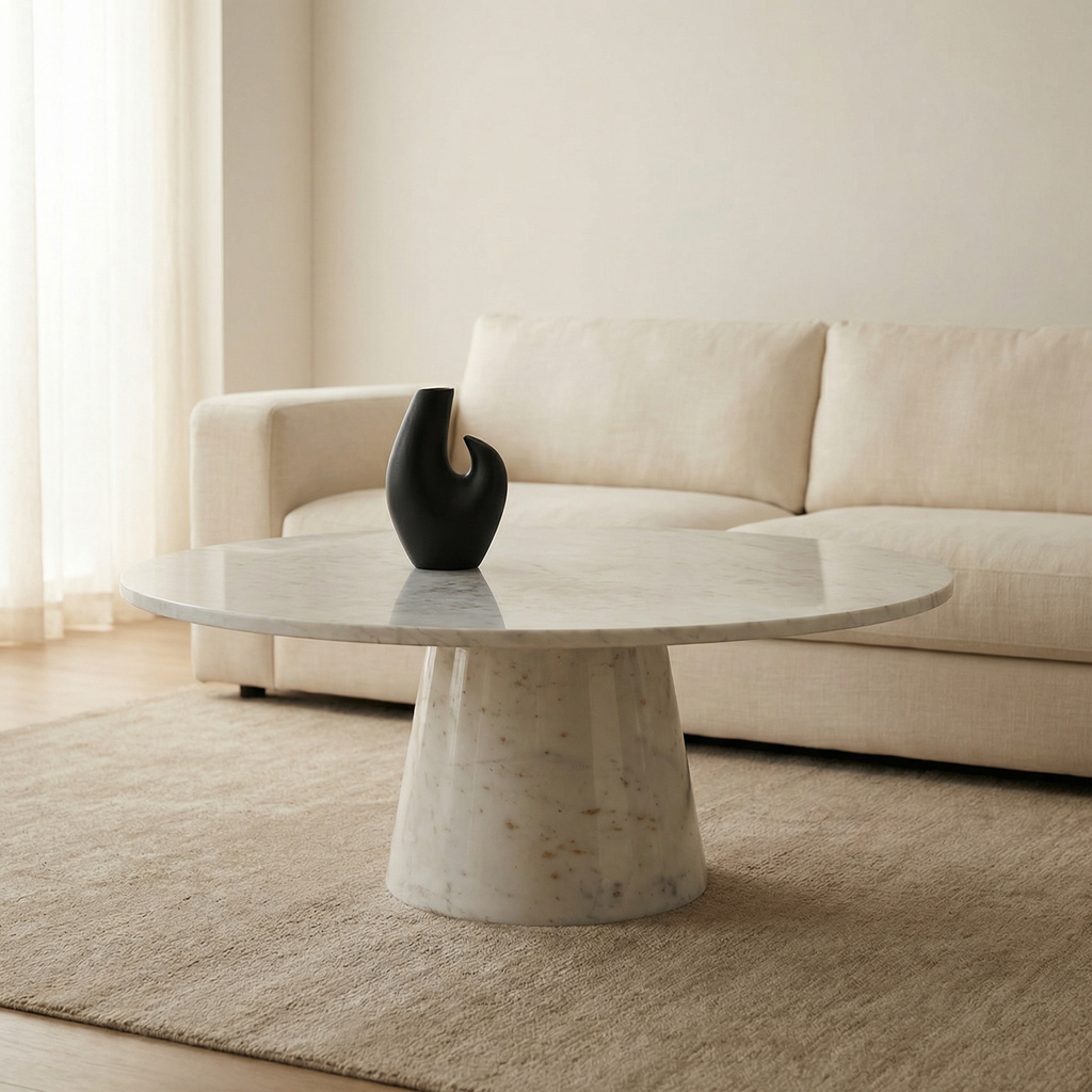 Cassandra 32" Round Coffee Table - Marble