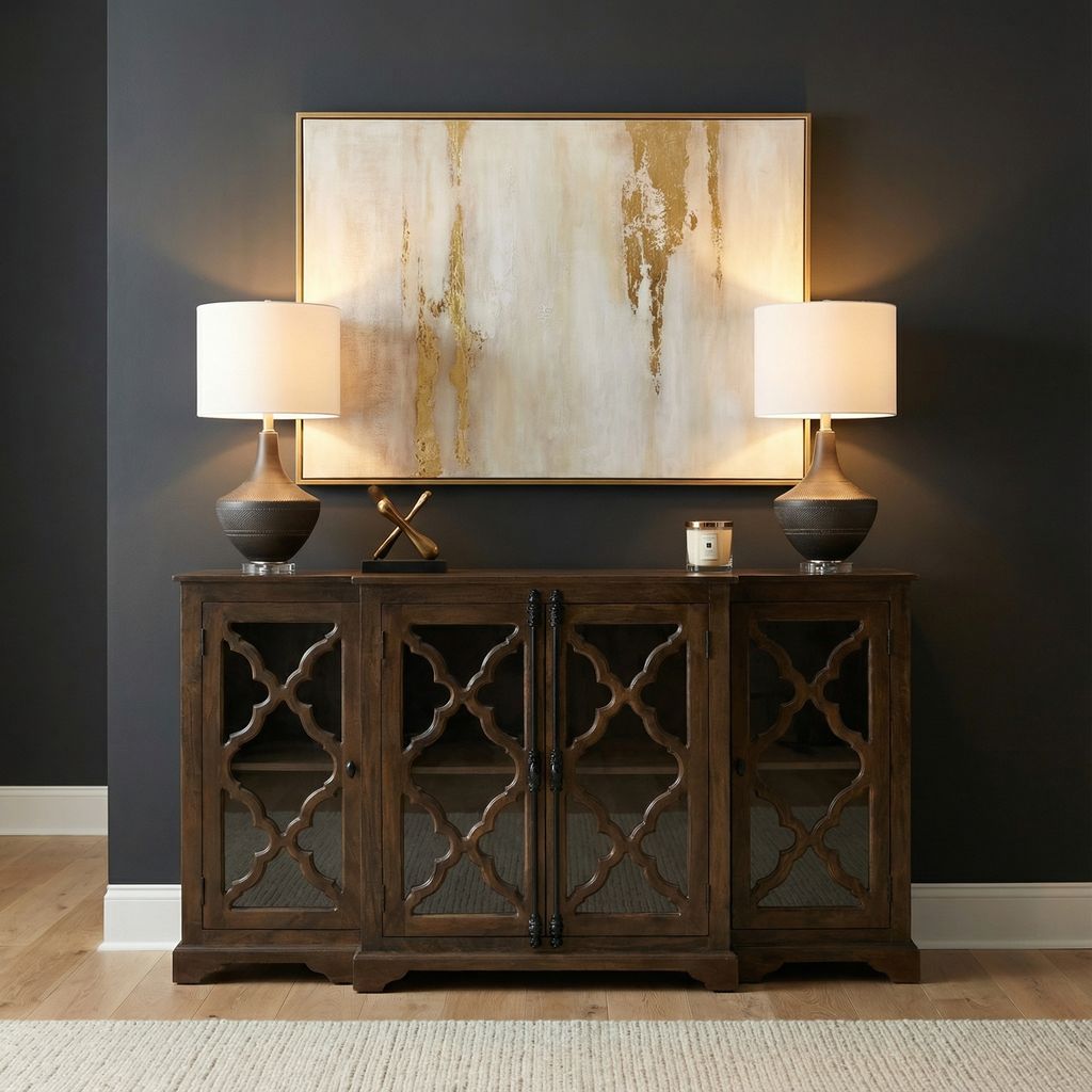 Celine 72" 4 Door Breakfront Sideboard - Dark Ash