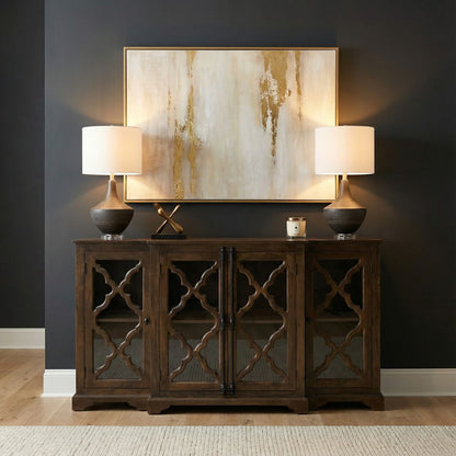 Celine 72" 4 Door Breakfront Sideboard - Dark Ash