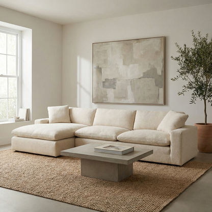 Celine 106" 2 Cushion + LAF Chaise Sectional - Thames Cream
