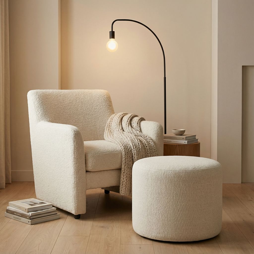 Chad Express Ship 24" Ottoman - Crypton Natural Linen