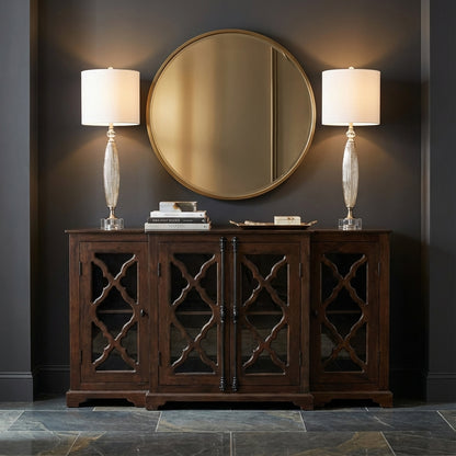 Charlene 72" Acacia 4 Door Breakfront Sideboard - Natural + Black