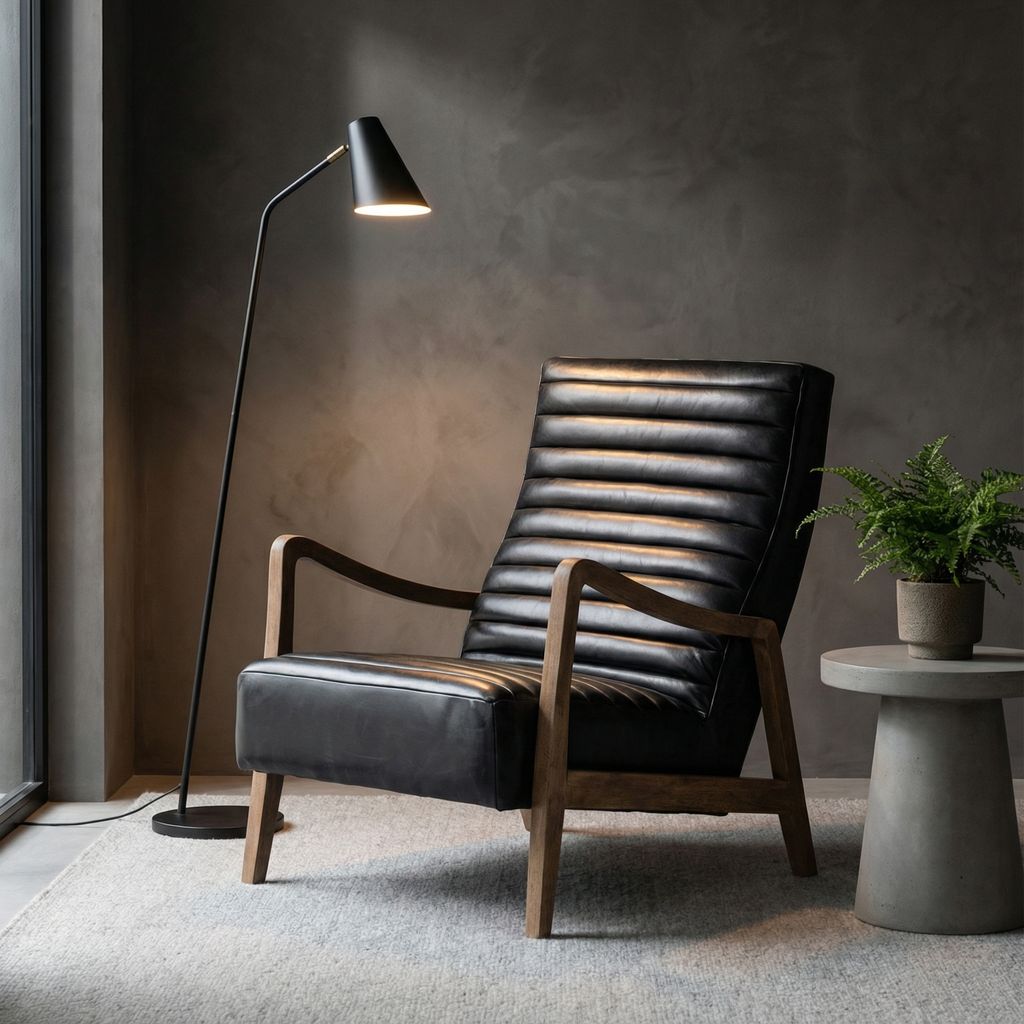 Chaz 27" Top Grain Leather Chair - Black