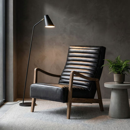 Chaz 27" Top Grain Leather Chair - Black