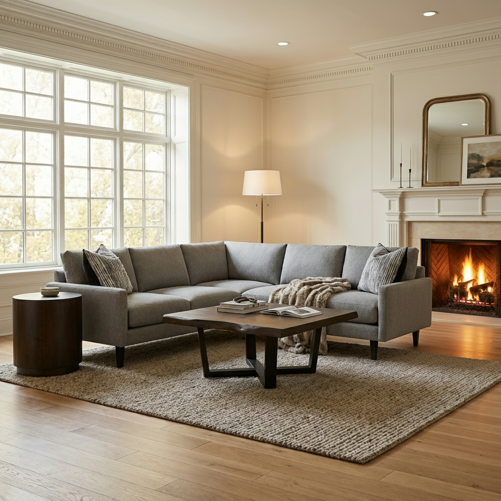 Chelsea Express Ship 93" x 92" 5 Cushion Sectional - Performance Peppercorn