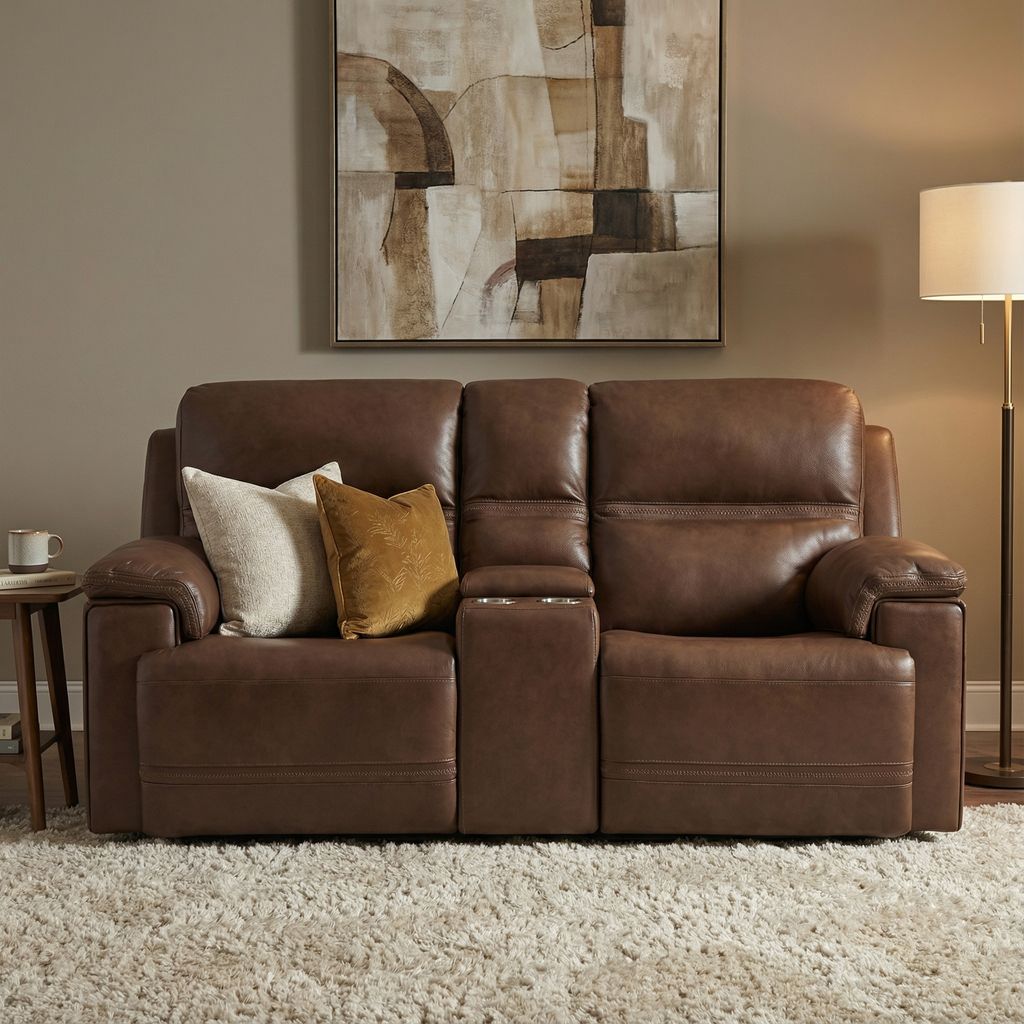 Christian 79" Top Grain Leather Power Motion Reclining Loveseat - Acorn