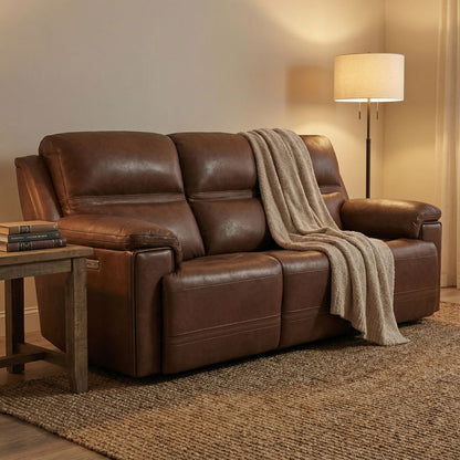 Christian 89" Top Grain Leather Power Motion Reclining Sofa - Acorn