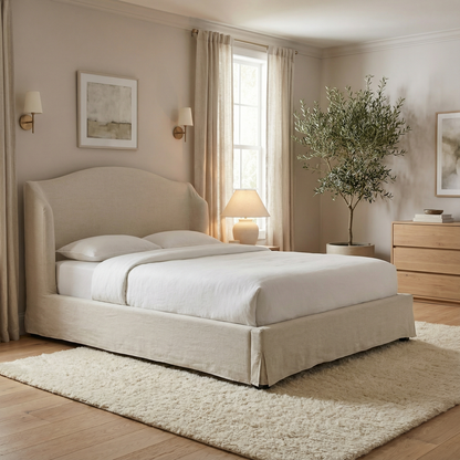 Claire 86" Slipcovered King Bed - Crisp Linen