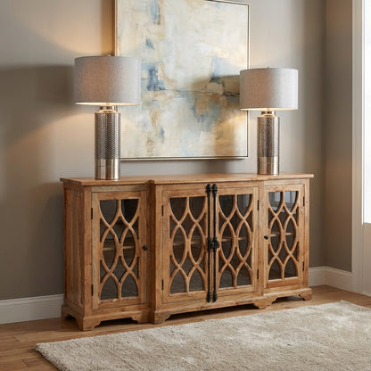 Clarissa 72" Acacia 4 Door Breakfront Sideboard - Natural