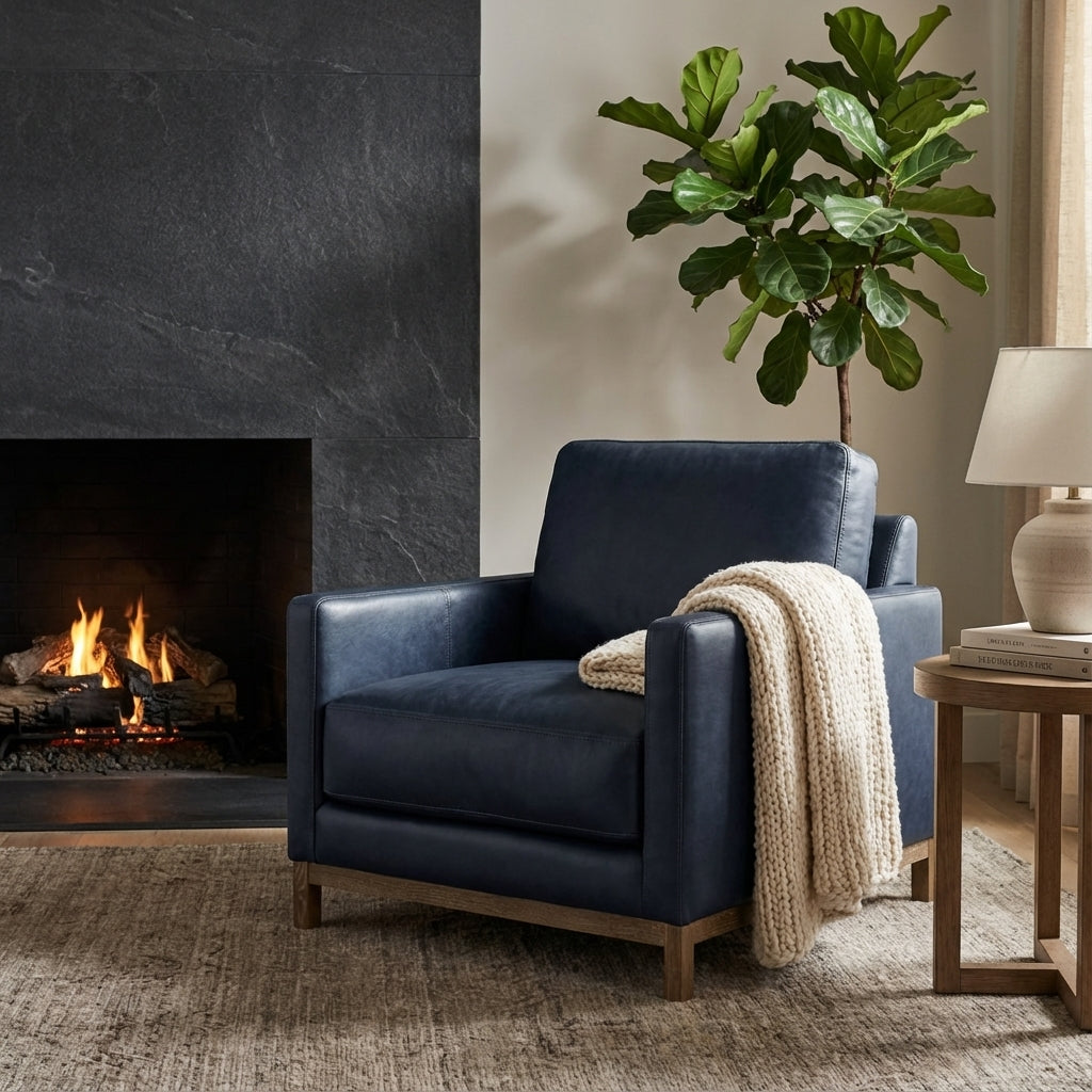 Clarksdale 32" Top Grain Leather Chair - Napa Admiral