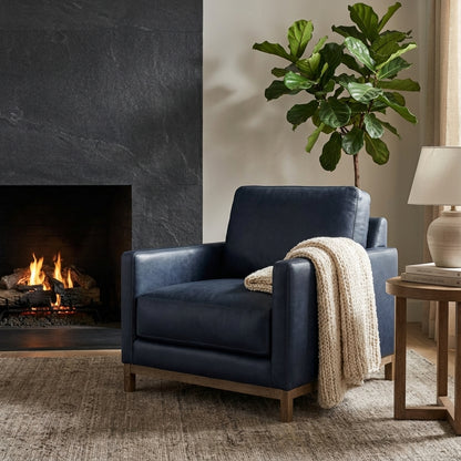 Clarksdale 32" Top Grain Leather Chair - Napa Admiral