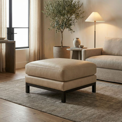 Clarksdale 30" Top Grain Leather Ottoman - Napa Dove