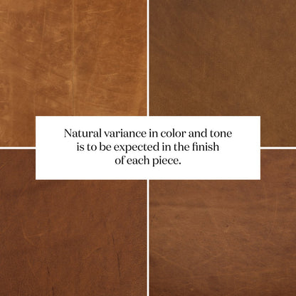 Halton 27" Top Grain Leather Square Ottoman - Heirloom Sienna