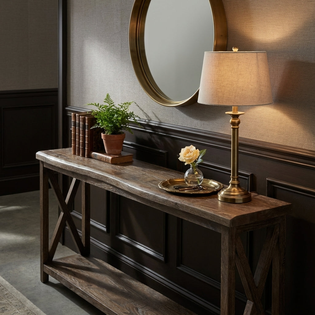 Malcolm Acacia 80" Live Edge Console Table - Natural + Smoke