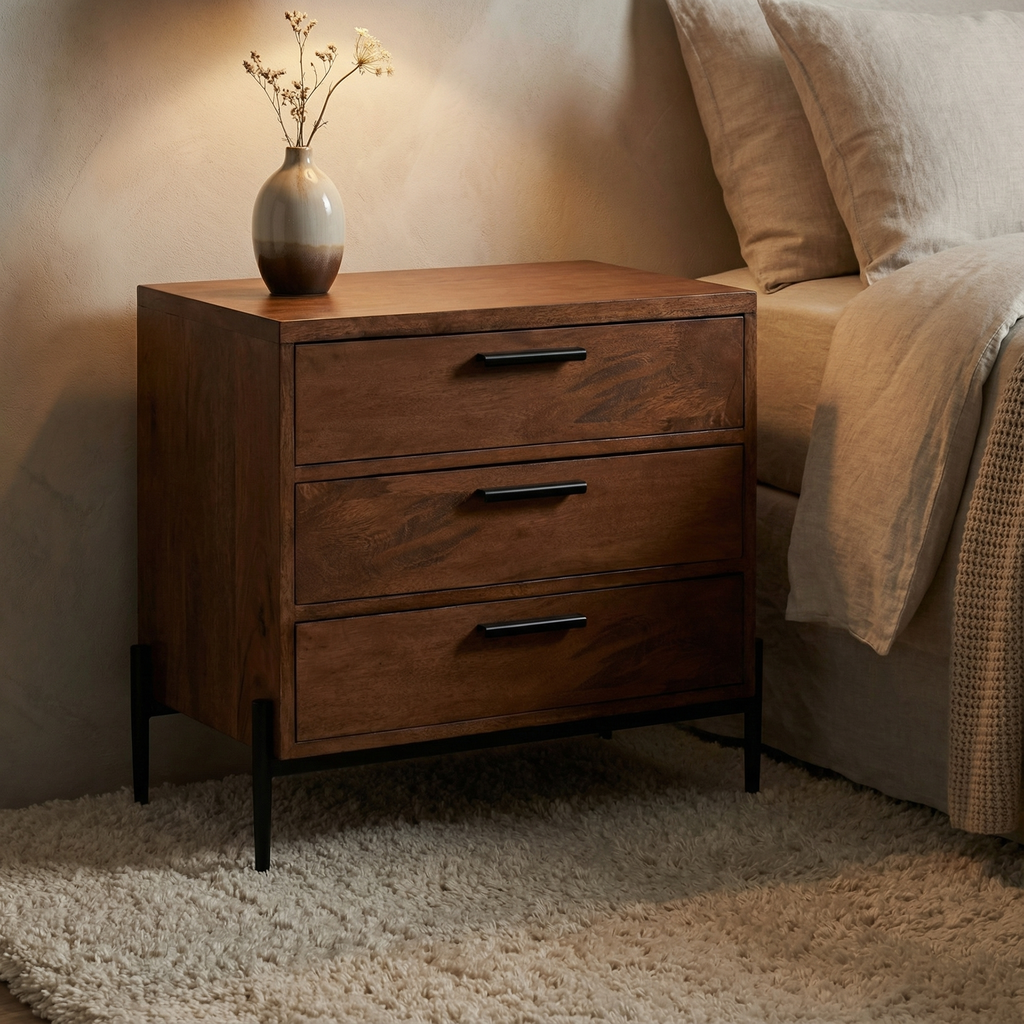 Coronado 28" Three Drawer Nightstand - Chestnut
