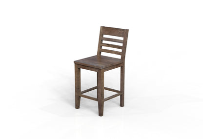 Malcolm Acacia Ladderback Counter Stool - Natural + Smoke