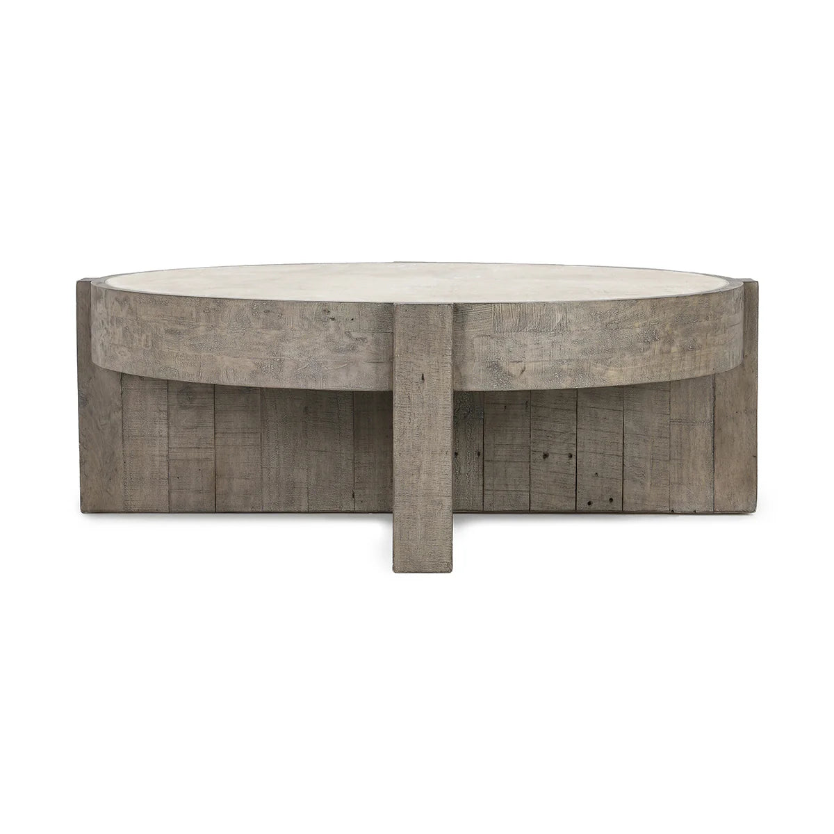 Sheldon 52" Round Coffee Table - Distressed Grey