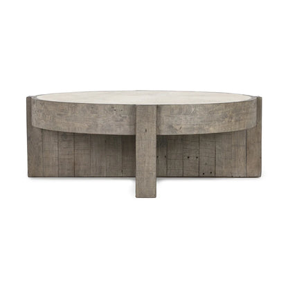 Sheldon 52" Round Coffee Table - Distressed Grey