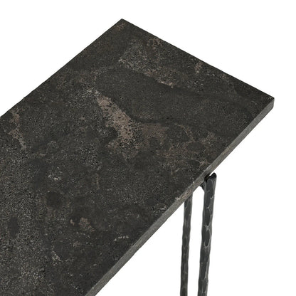 Hiro 60" Iron Console Table - Iron + Blue Stone