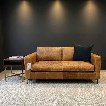 Dallas 67" Bench Cushion Top Grain Leather Loveseat - Hollis Tobacco + Antique