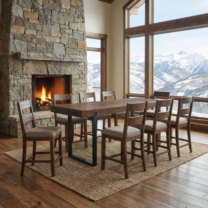 Dante 92" Counter Height Gathering Table - Walnut + Iron