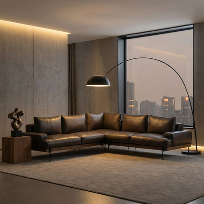 Dustin 117" x 117" Top Grain Leather Sectional - Storm