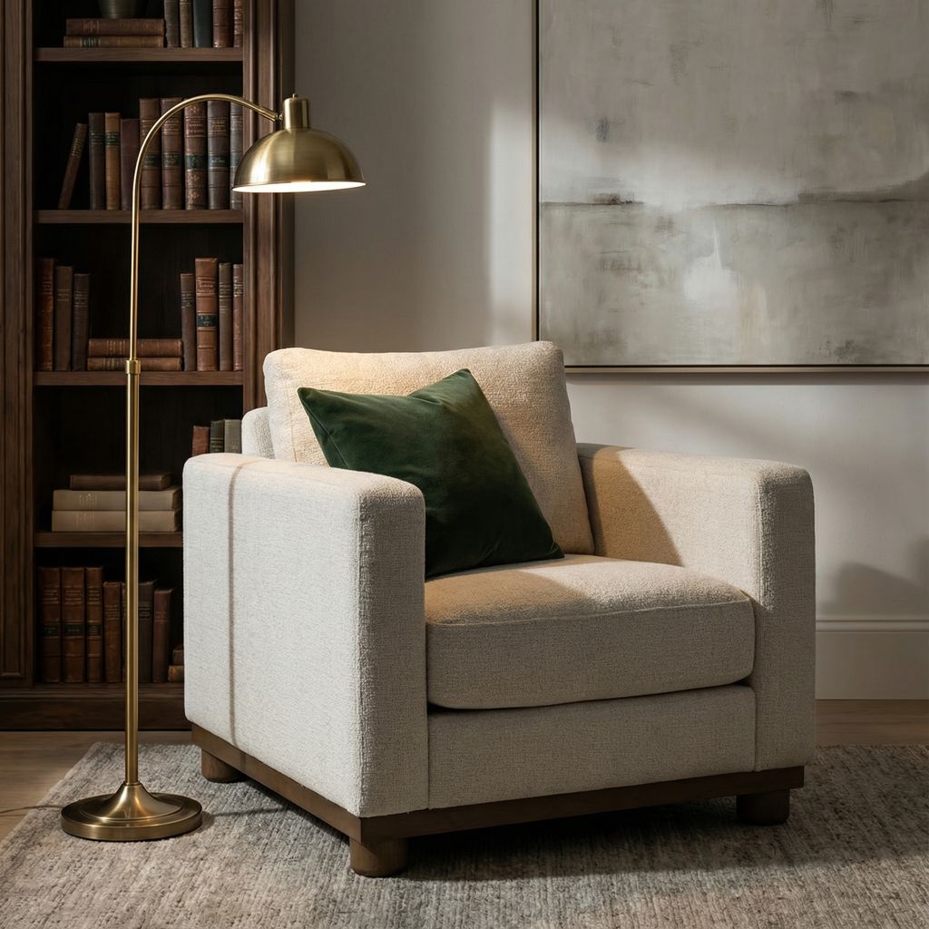 Dustin 36" Upholstered Occasional Chair - Creamy Clay + Warm Oak