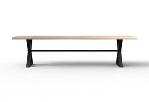 Malcolm Acacia 120" Live Edge Dining Table - New White Wash