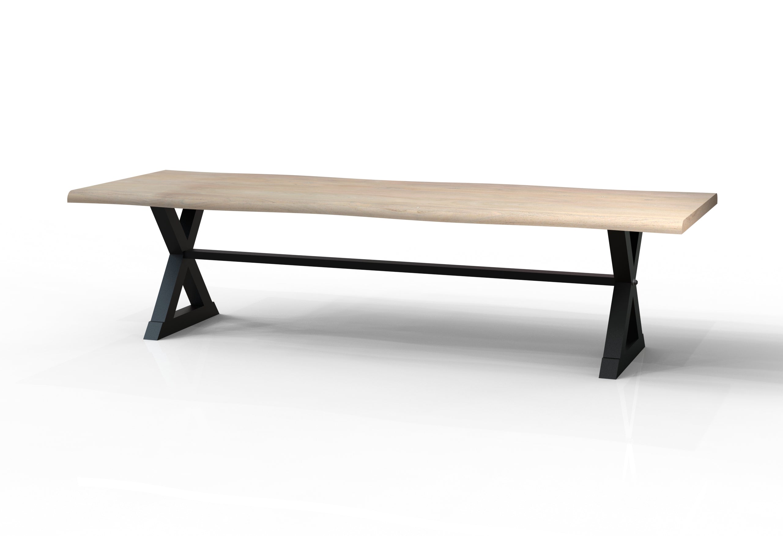 Malcolm Acacia 120" Live Edge Dining Table - New White Wash