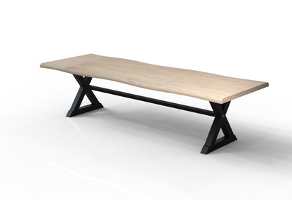 Malcolm Acacia 108' Live Edge Dining Table - New White Wash
