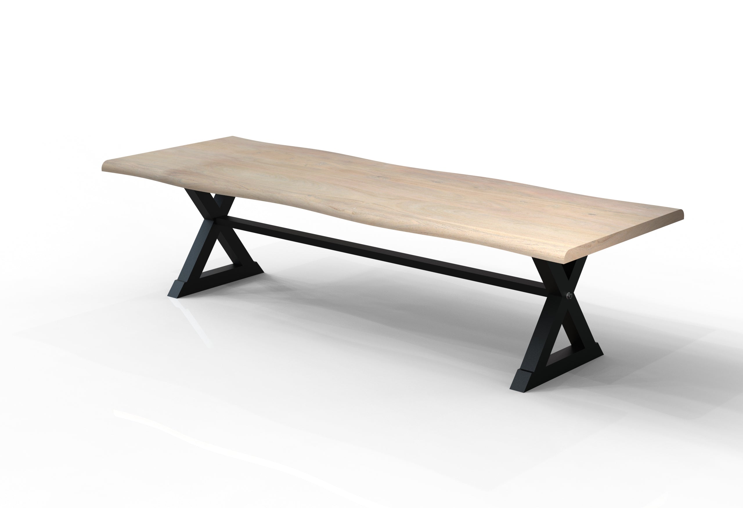 Malcolm Acacia 120" Live Edge Dining Table - New White Wash