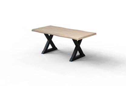 Malcolm Acacia 72' Live Edge Dining Table - New White Wash