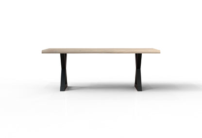 Malcolm Acacia 84" Live Edge Dining Table - New White Wash