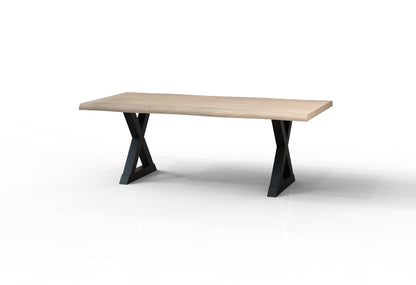 Malcolm Acacia 84" Live Edge Dining Table - New White Wash