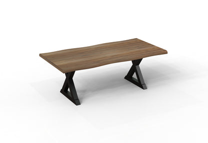 Malcolm Acacia 84" Live Edge Dining Table - Natural + Gray