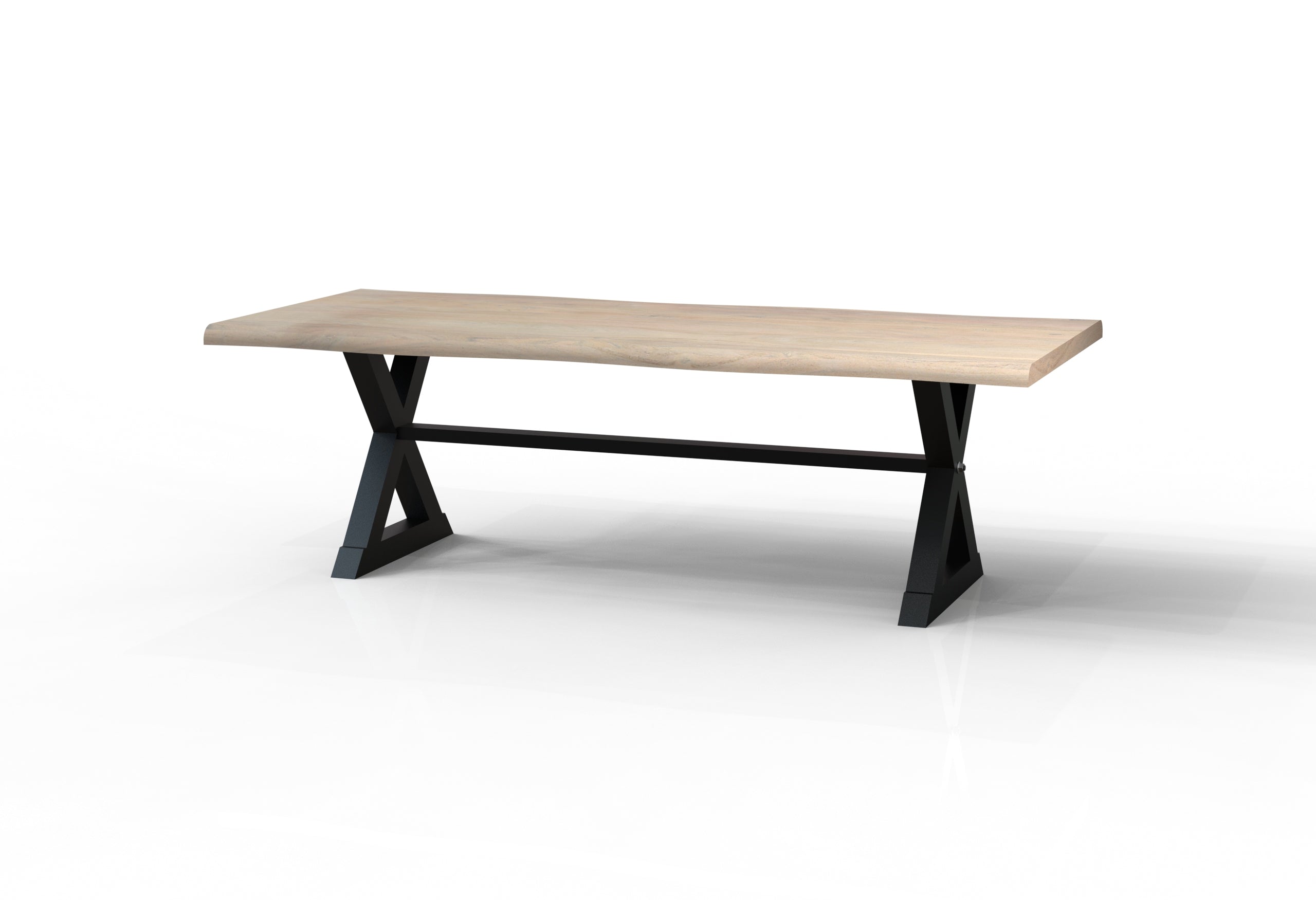 Wallace Acacia 96' Live Edge Dining Table - New White Wash