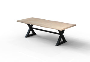 Malcolm Acacia 96' Live Edge Dining Table - New White Wash