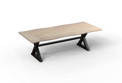 Malcolm Acacia 96' Live Edge Dining Table - New White Wash