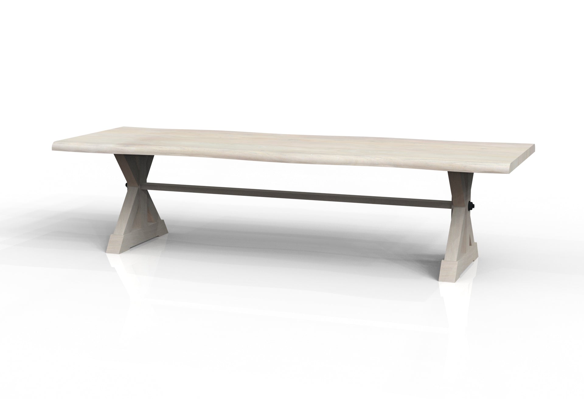 Malcolm Acacia 108' Live Edge Dining Table - New White Wash