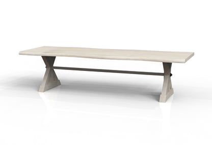 Malcolm Acacia 108' Live Edge Dining Table - New White Wash