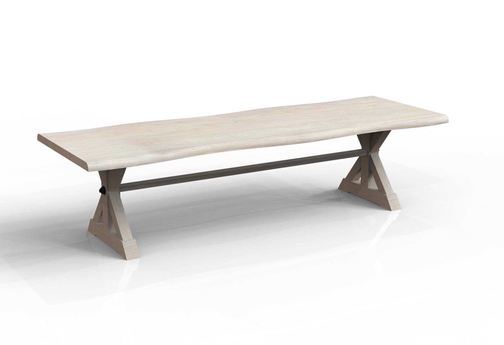Malcolm Acacia 120" Live Edge Dining Table - New White Wash