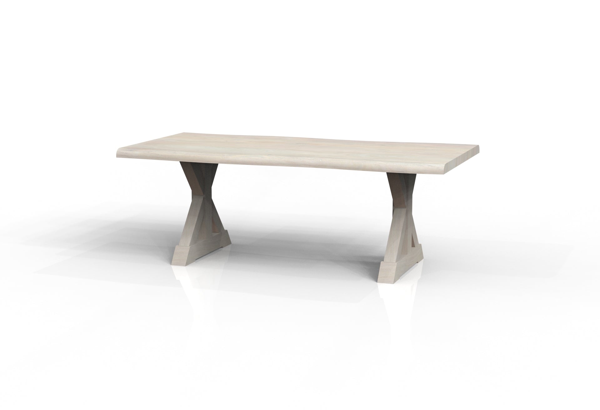 Malcolm Acacia 84" Live Edge Dining Table - New White Wash
