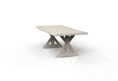 Malcolm Acacia 84" Live Edge Dining Table - New White Wash