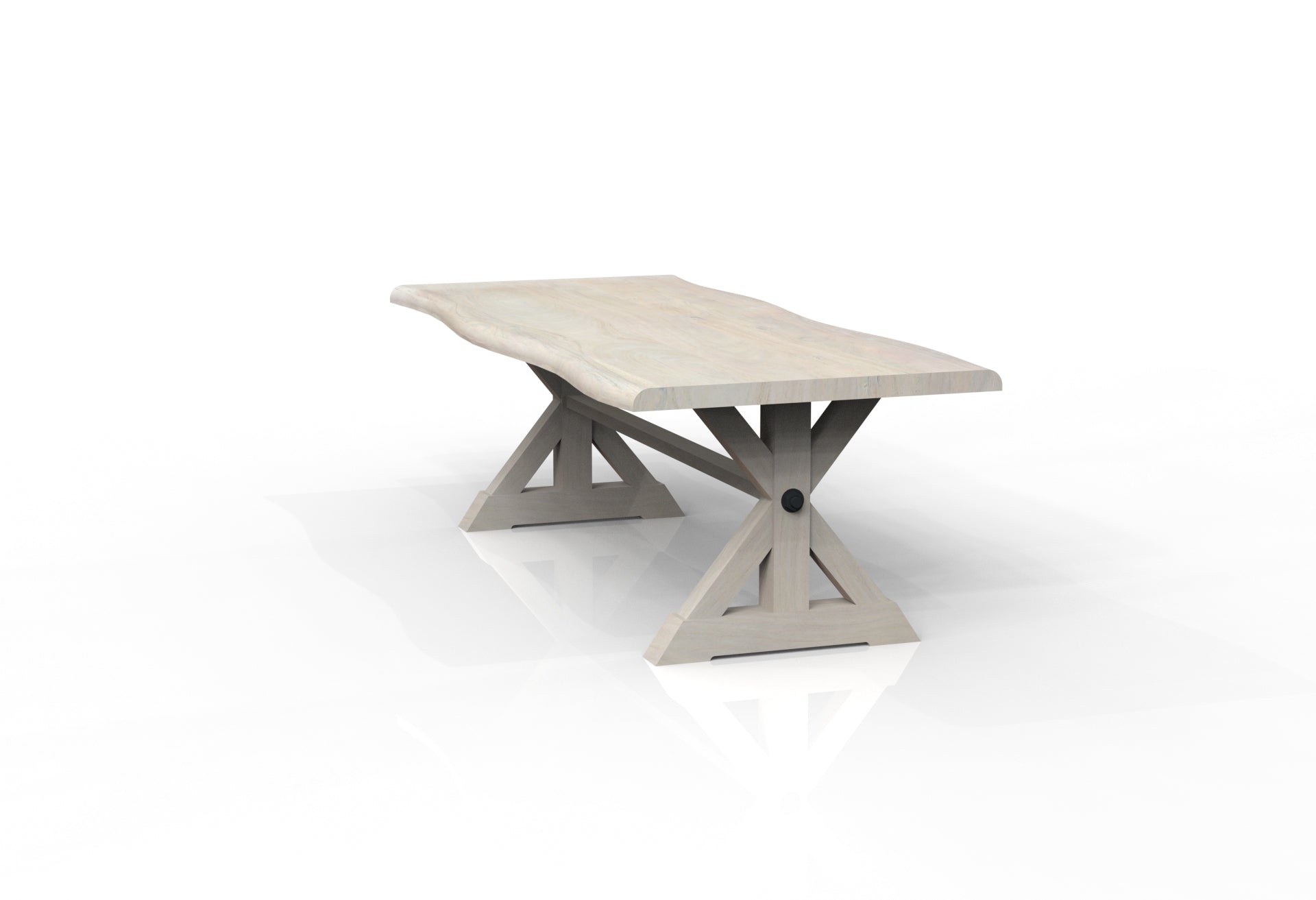 Malcolm Acacia 96' Live Edge Dining Table - New White Wash