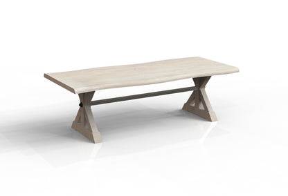 Malcolm Acacia 96' Live Edge Dining Table - New White Wash